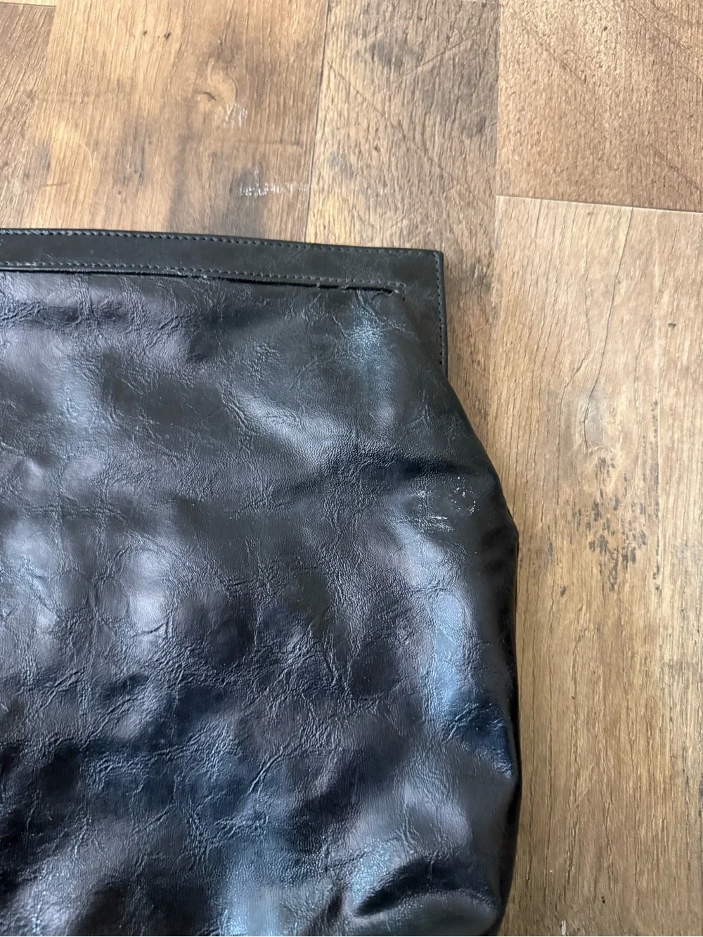 Shiraleah Black Leather Fold Over Clutch Pouch
